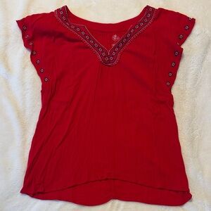 St. John's Bay Red Embroidered Blouse